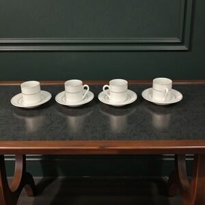I. Godinger & Co. White Demitasse Cups w Saucers, Gold Trim Dinnerware Tableware